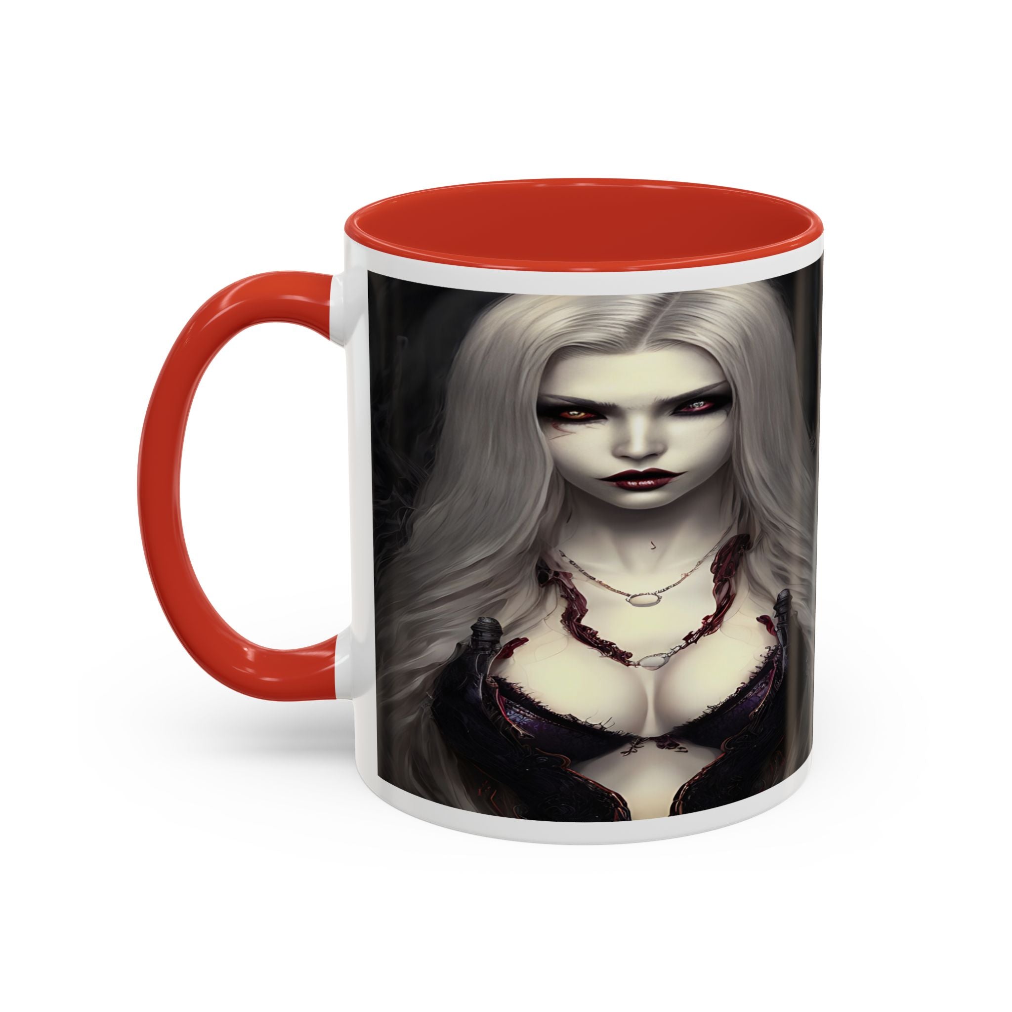 sexy busty woman vampire Gothic Fantasy Coffee Mug - 11oz & 15oz horror art