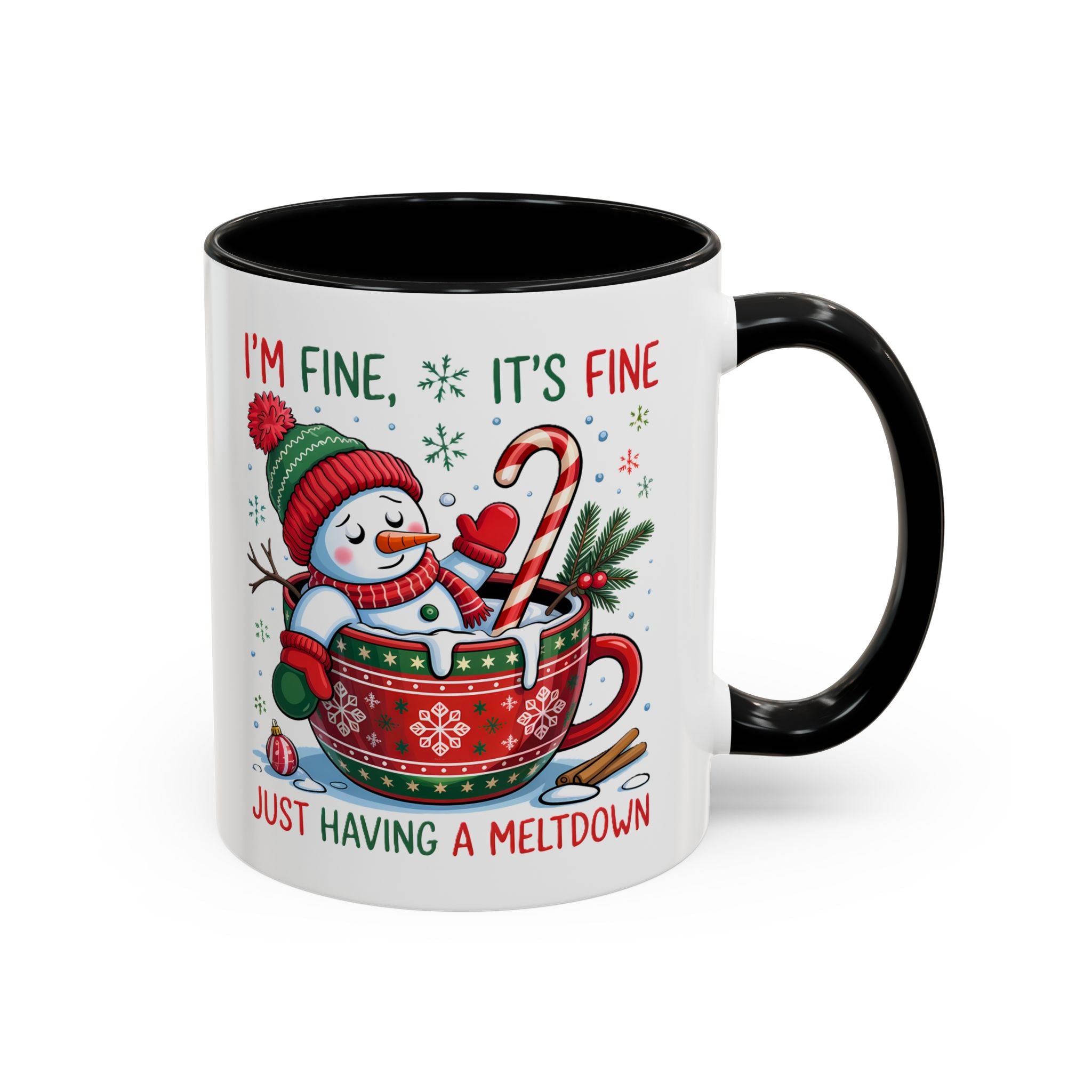 Festive Holiday Coffee Mug - "I'm Fine, It's Fine" Snowman Design sarcasm humor funny