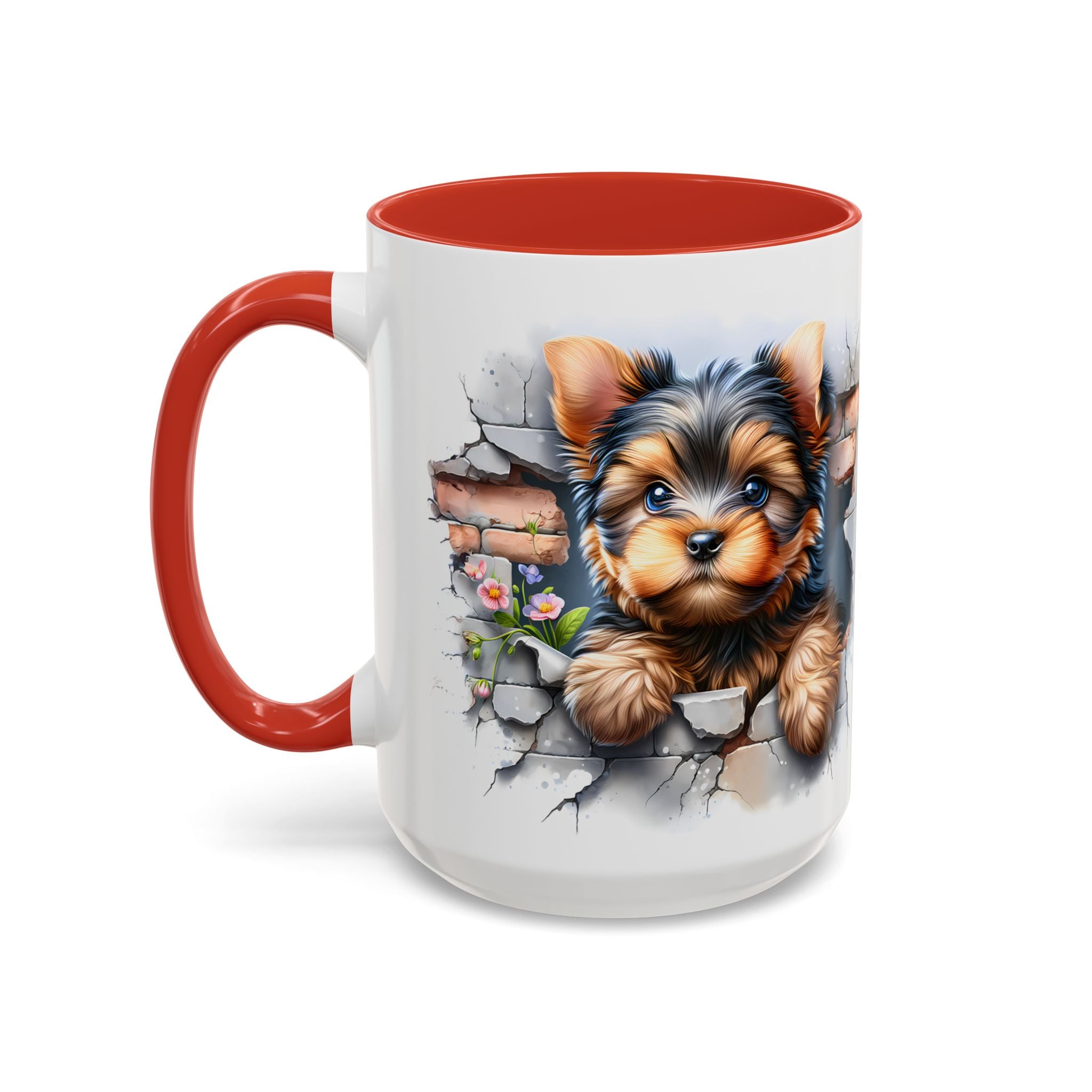 Cute Dog Peeking Coffee Mug, Pet Lover Gift, Yorkshire Terrier Mug, Animal Lover Coffee Cup, Dog-Themed Drinkware, Doggie Mug