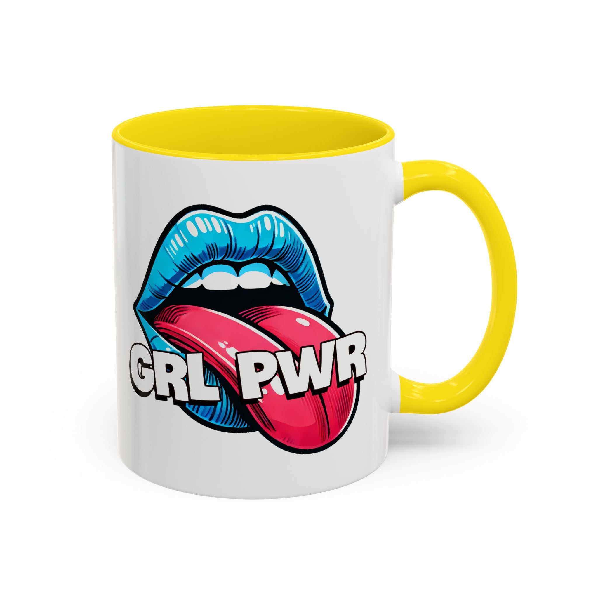 GRL PWR Accent Coffee Mug - Bold Fun Design for Empowerment, Great Gift for Friends, Coffee Lovers, Birthdays, and Celebrations