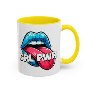 GRL PWR Accent Coffee Mug - Bold Fun Design for Empowerment, Great Gift for Friends, Coffee Lovers, Birthdays, and Celebrations