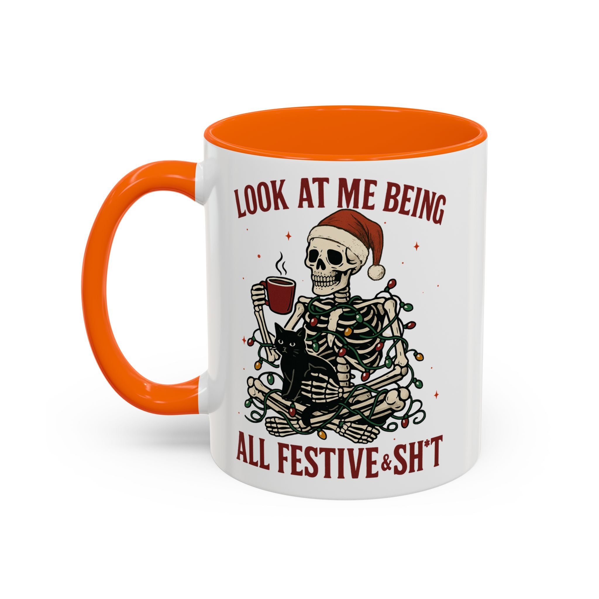 Festive Skeleton Christmas cheer winter Coffee Mug funny adult humor cup