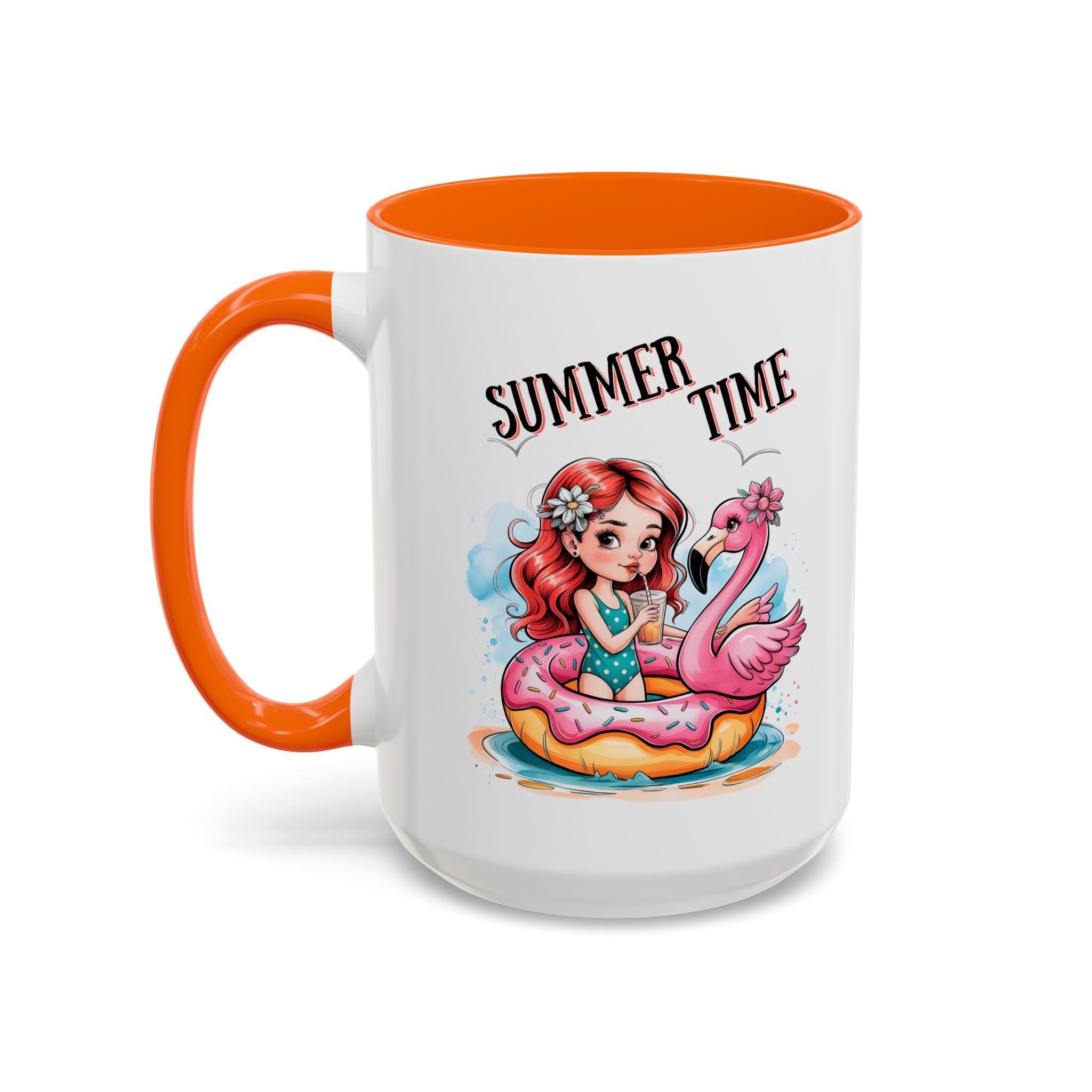 Summer Time Accent Coffee Mug - 11oz & 15oz funny cute girl floating