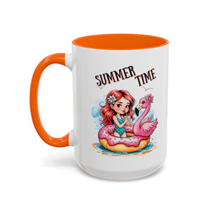 Summer Time Accent Coffee Mug - 11oz & 15oz funny cute girl floating