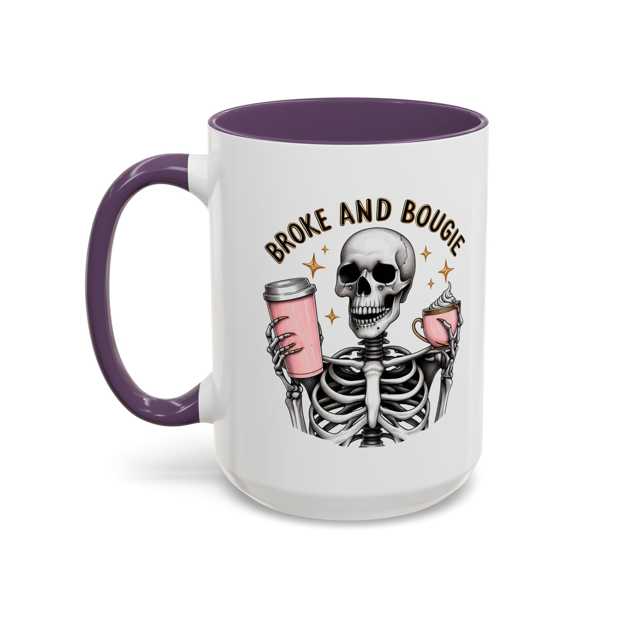 Broke and Bougie Coffee Mug, Skeleton Mug, Halloween Mug, Unique Gift for Coffee Lovers, Spooky Decor