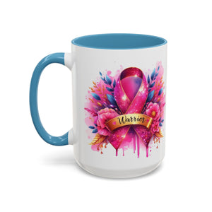 Inspirational Warrior Coffee Mug - Floral Design, Encouragement Gift, Cancer Awareness, Motivational Cup, Supportive Drinkware