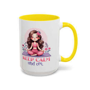 Relaxing Yoga Coffee Mug, Keep Calm and Om Mug, Inspirational Gift, Meditation Mug, Self-Care Coffee Cup, Yoga Lover's Gift