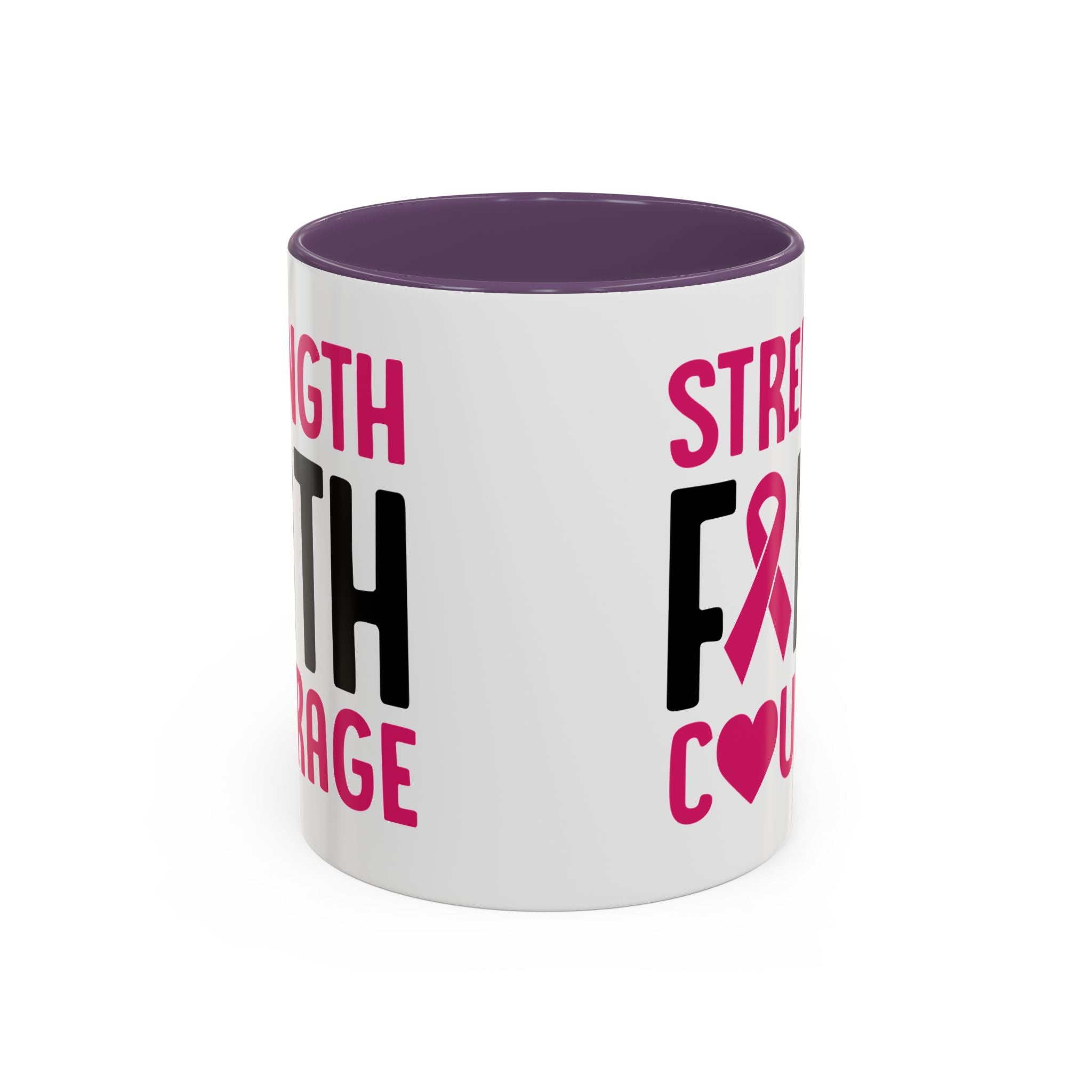 Inspirational Coffee Mug: Strength, Faith, Courage - Gift for Survivors, Awareness Events, Supportive Home Decor, Encouragement