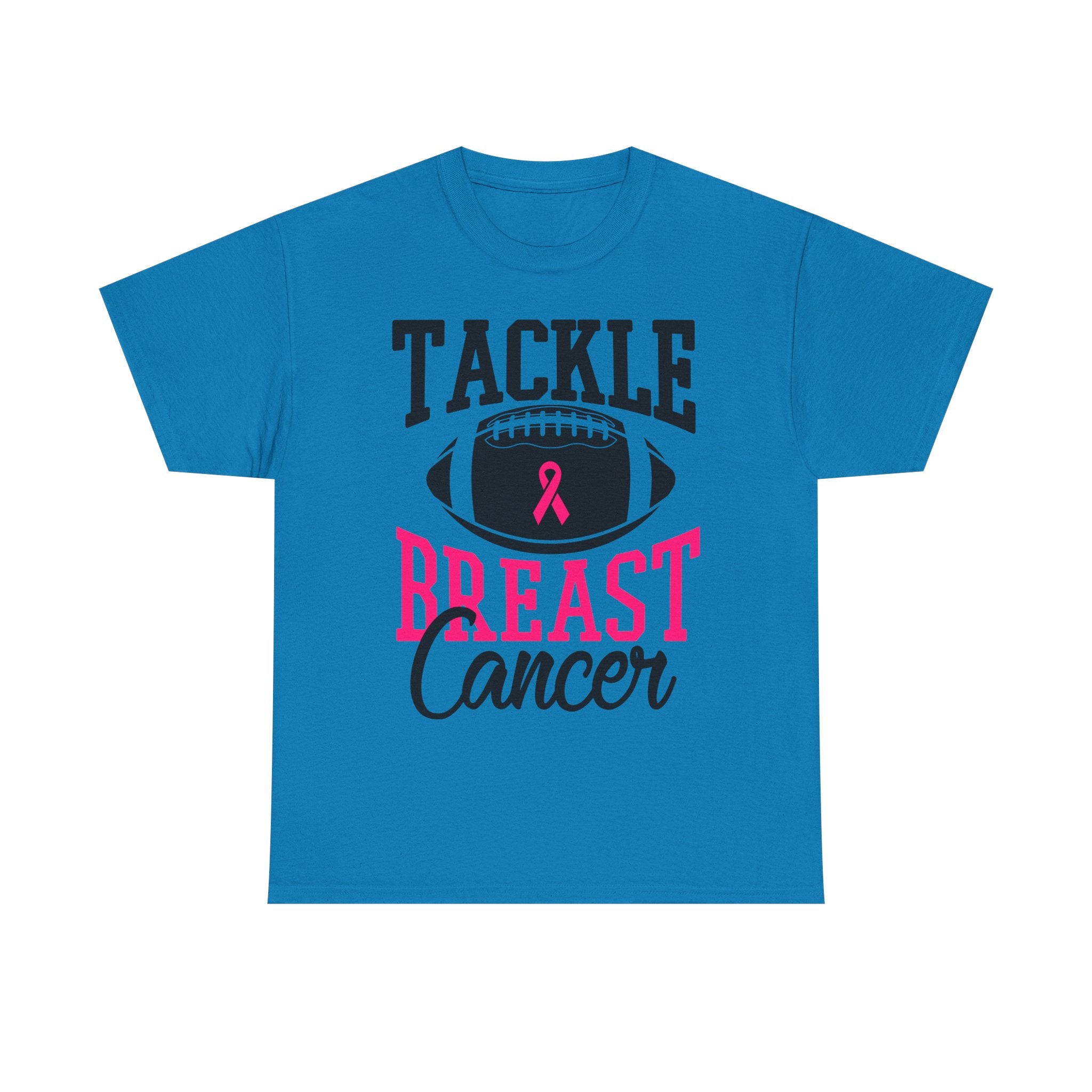 Unisex Heavy Cotton Tee - Tackle Breast Cancer Awareness Shirt, Football Support Tee, Gift for Cancer Fighters, Sports Fundraiser Shirt