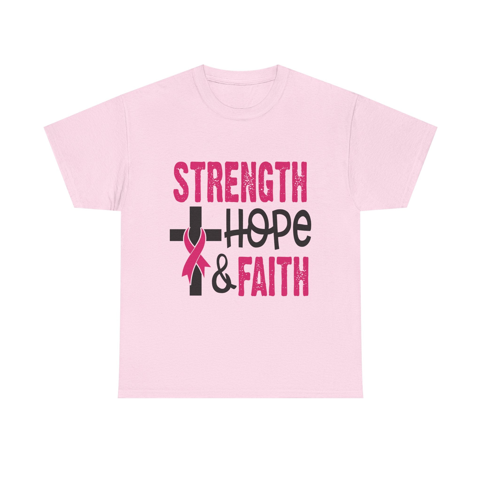 Unisex Cotton Tee - Strength, Hope & Faith, Inspirational Shirt, Breast Cancer Awareness Tee, Faith-Based Apparel, Motivational Gift