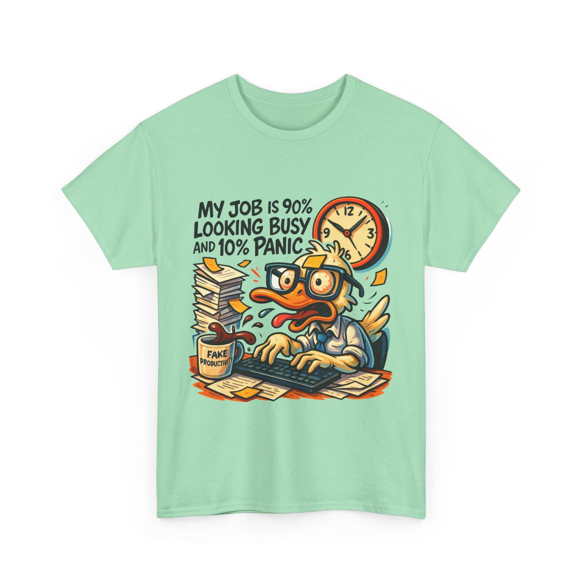 Humorous Work Tee: My Job is 90% Looking Busy, Fun Office Shirt, Gift for Coworkers, Unisex Tee, Casual Wear, Funny Job Humor