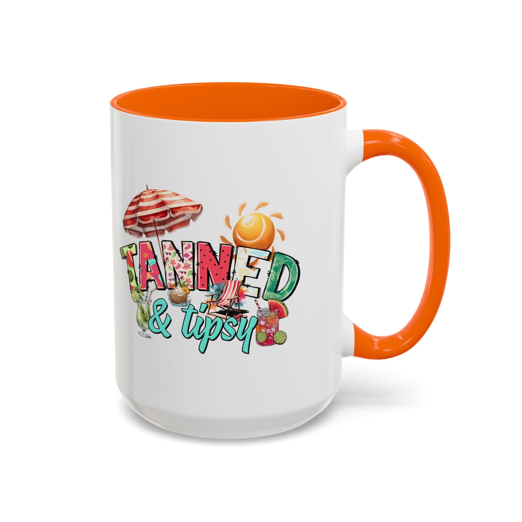 Tanned & Tipsy Accent Coffee Mug - Perfect for Summer Vibes & Beach Lovers party