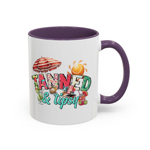 Tanned & Tipsy Accent Coffee Mug - Perfect for Summer Vibes & Beach Lovers party