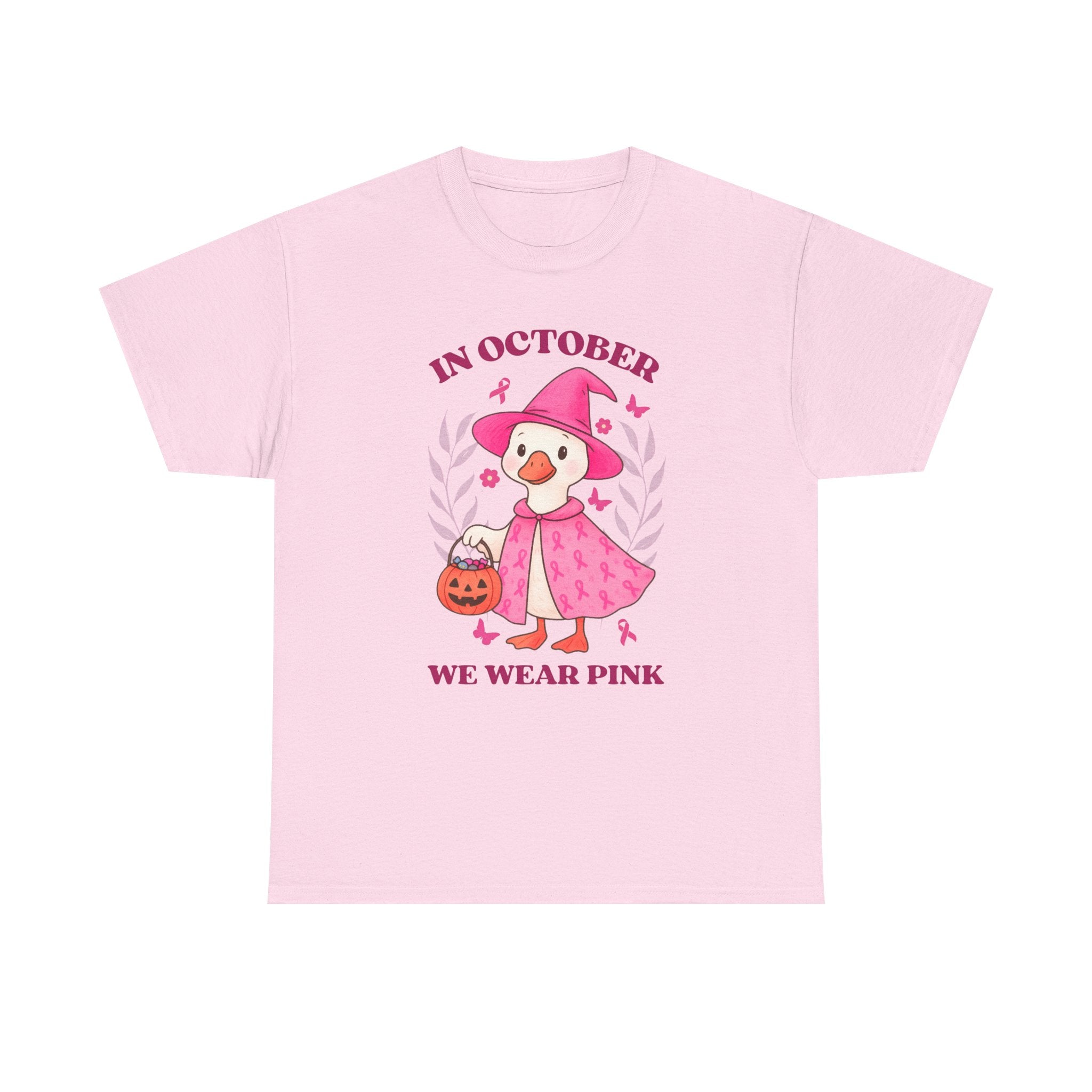 Breast Cancer Awareness Tee, Cute Pink Duck Shirt for October, Unisex Cotton T-Shirt, Awareness Month Apparel, Funny Halloween Outfit