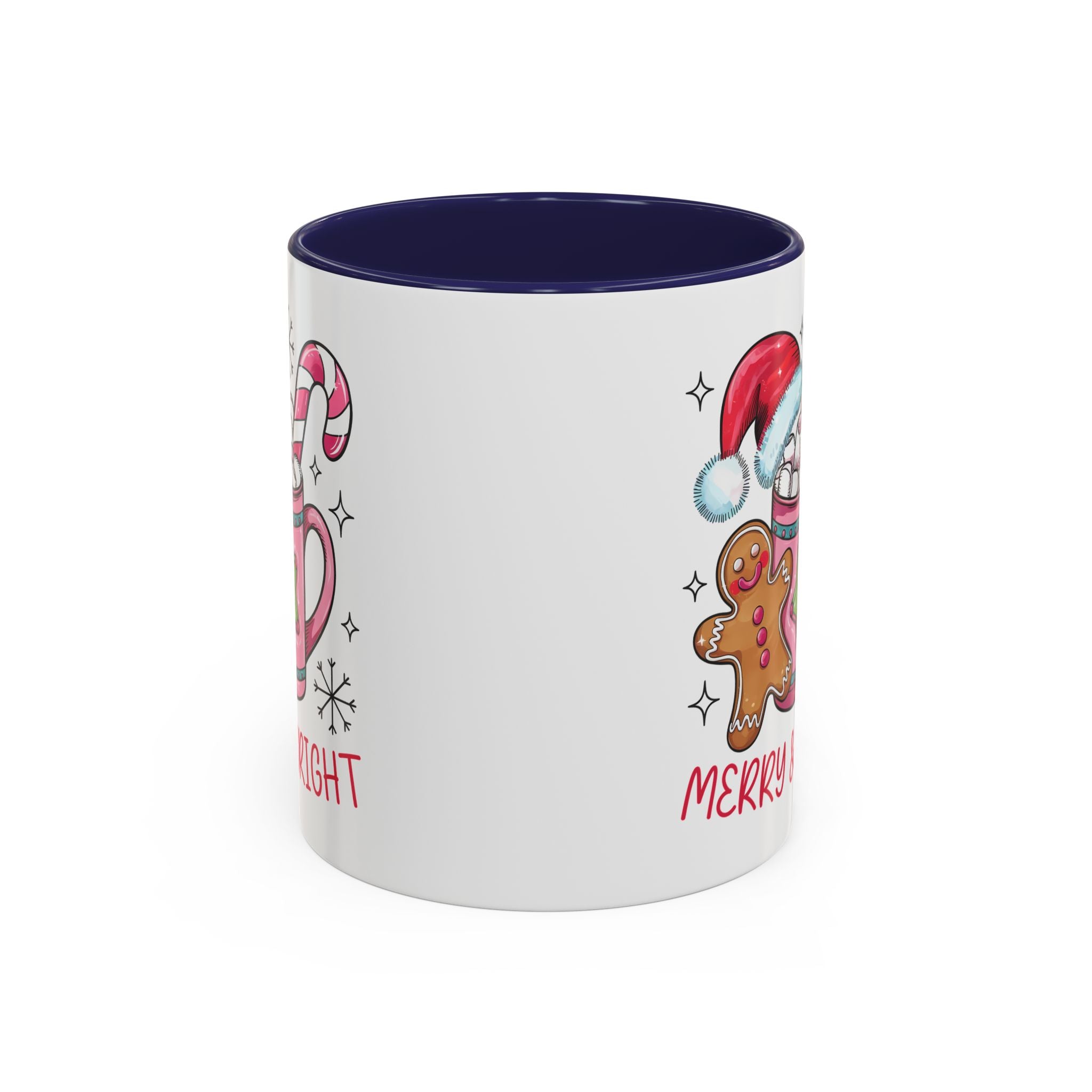 Festive Gingerbread Coffee Mug, Christmas Gift, Holiday Coffee Cup, Merry & Bright Mug, Winter Mug, Hot Chocolate Holder