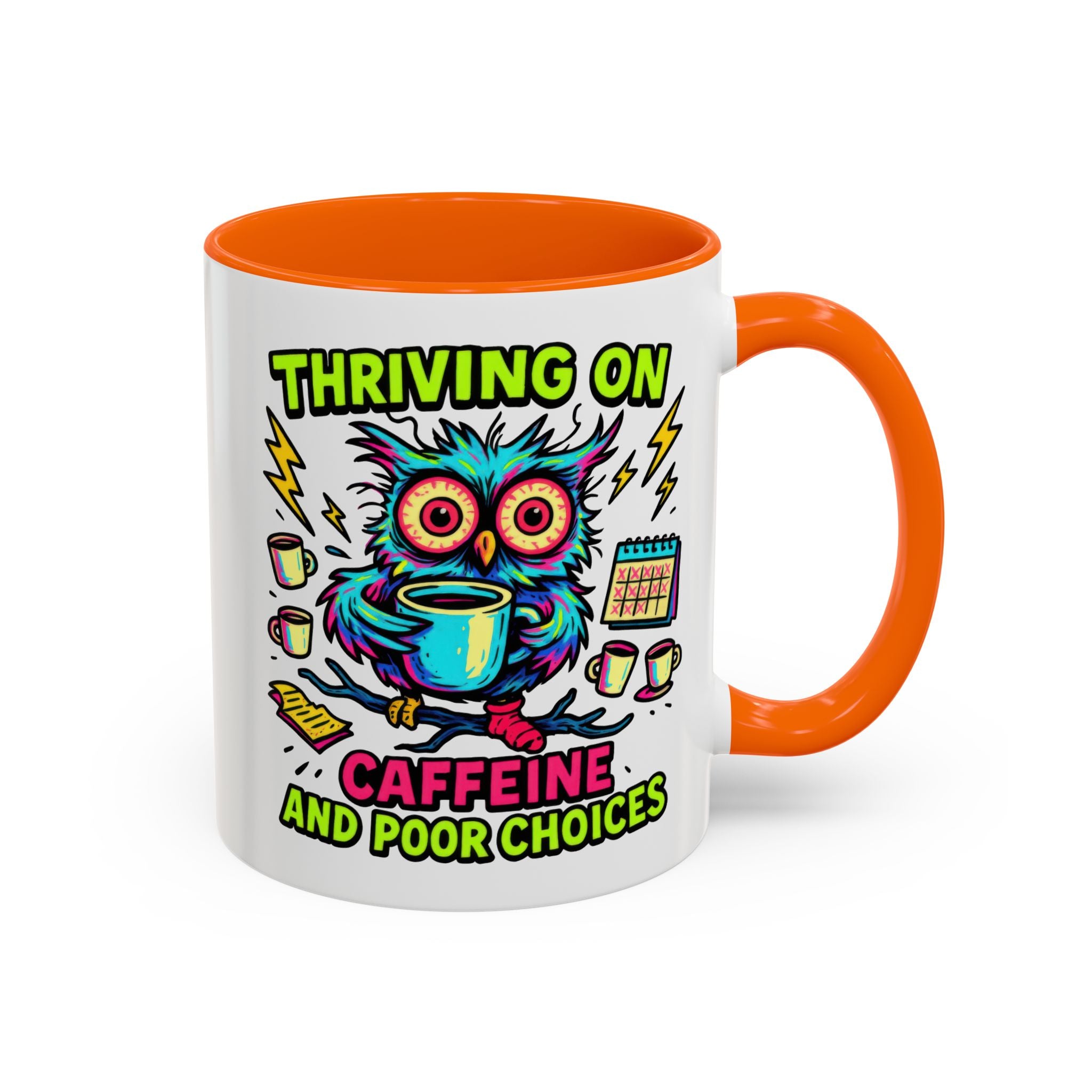 Thriving on Caffeine Mug | Funny Owl Coffee Cup | Gift for Coffee Lovers | Cute Kitchen Decor | Birthday, Holiday Gift