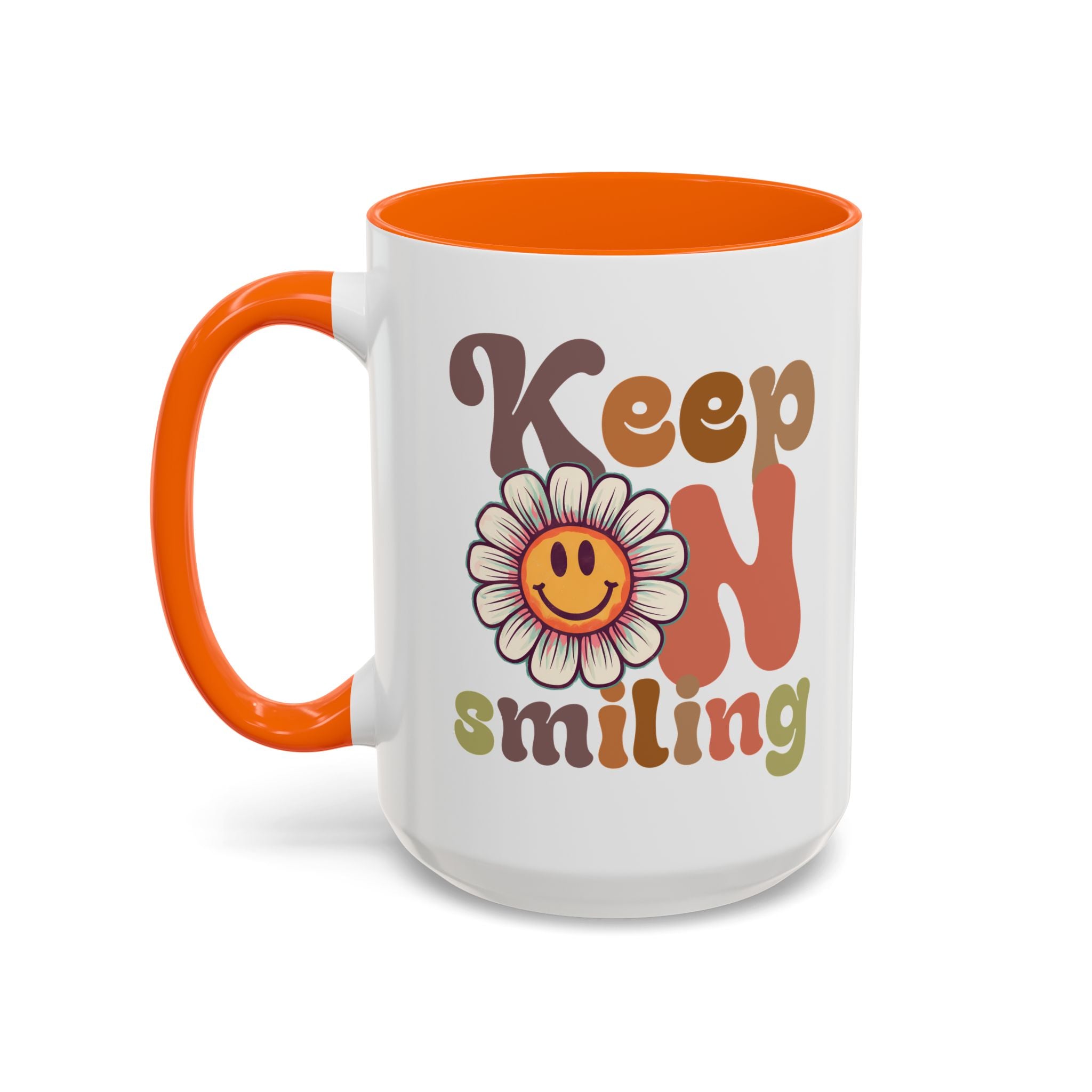Keep Smiling Floral Coffee Mug - Cheerful 11 & 15oz Accent Mug for Daily Motivation