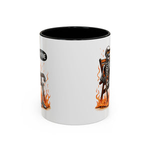 Funny I'M fine  Skeleton on fire Coffee Mug - Humor Gift for Halloween, Coffee Lovers,  Decor, Gag Gift, 11-15oz Accent Mug