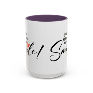 Inspirational Accent Coffee Mug - "You Make Me Smile!" - Perfect Gift for Friends & Family