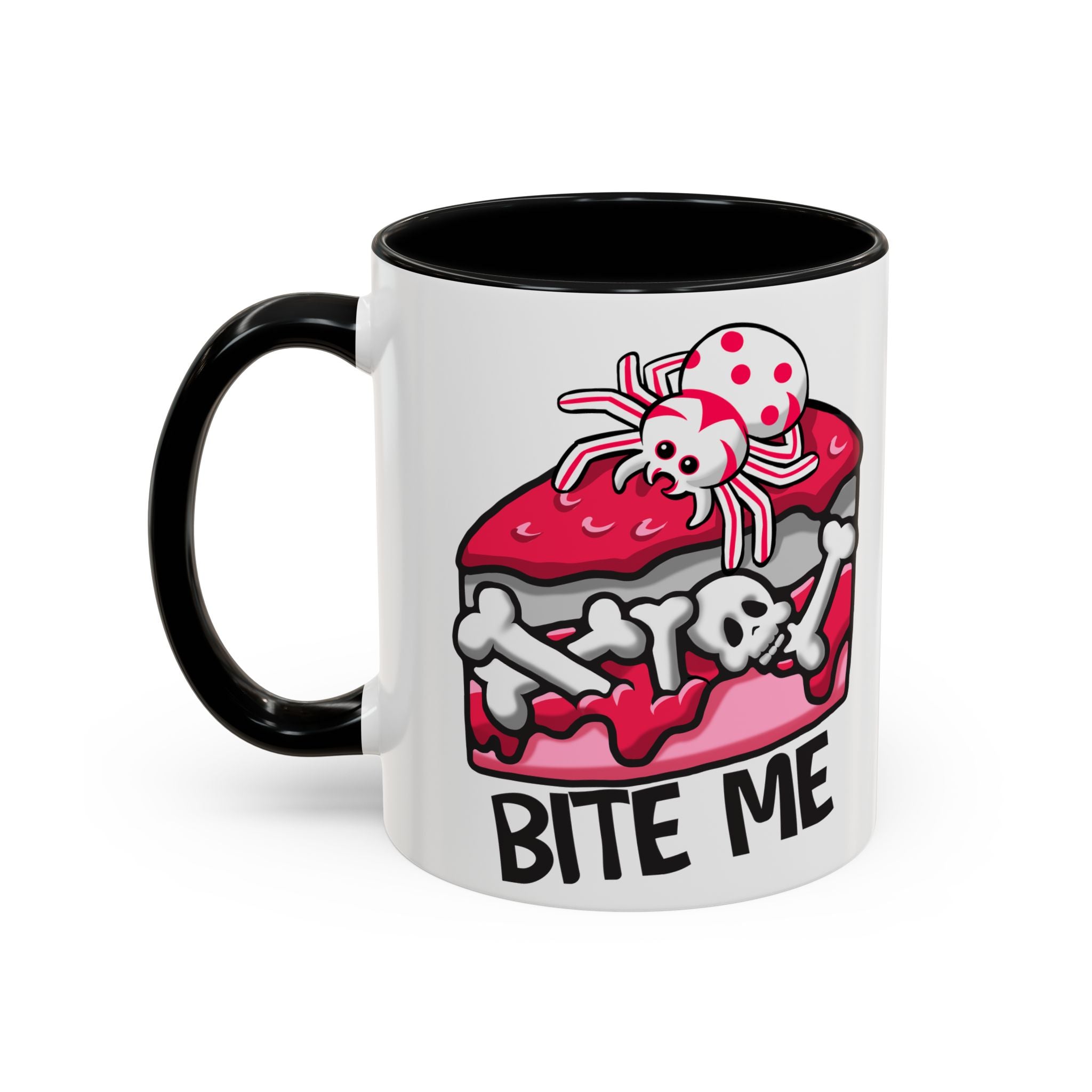 Bite Me Coffee Mug — Cute Creepy Spider Cake Accent Mug anti valentine