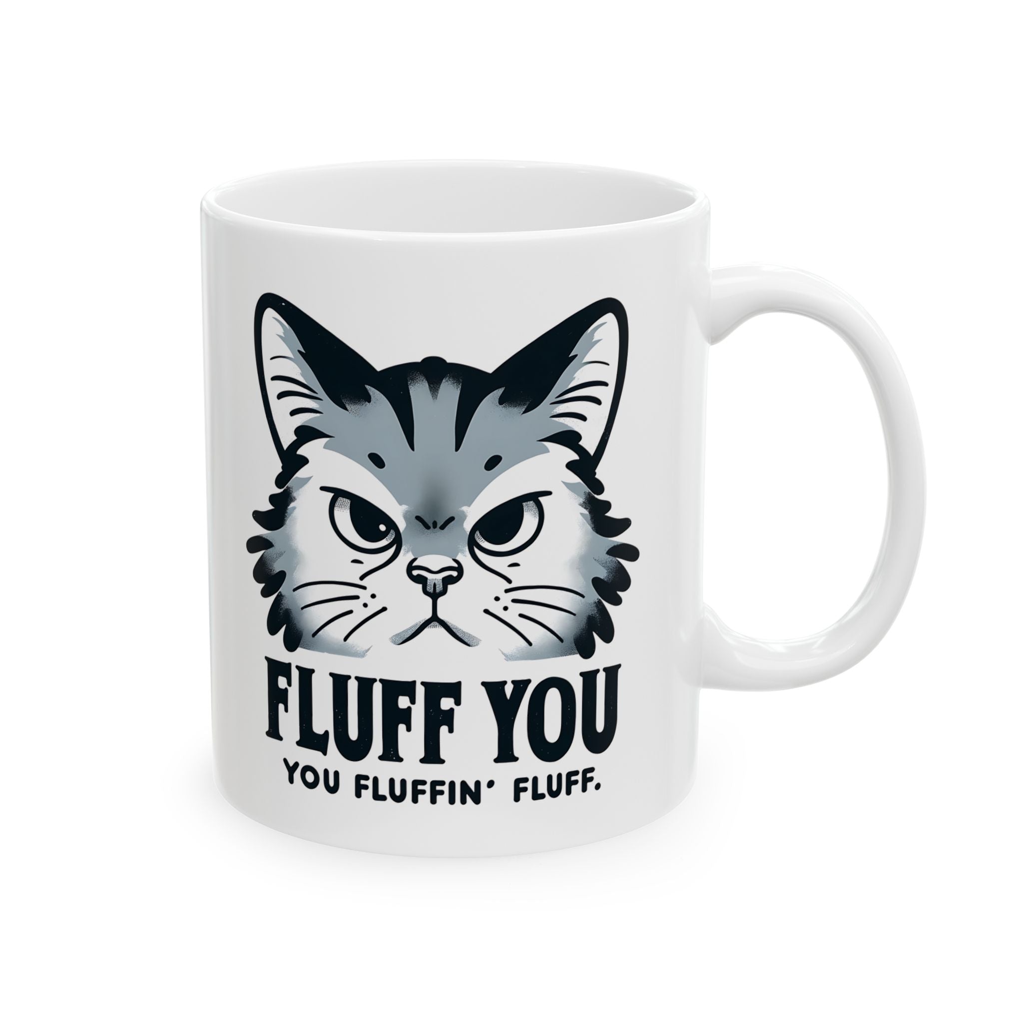 Fluffy Cat Mug, Funny Cat Lover Gift, Ceramic Coffee Cup for Pet Owners, Cute Cat Art, Unique Gift for Birthday