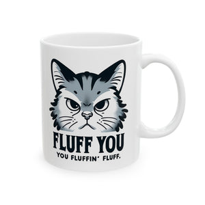 Fluffy Cat Mug, Funny Cat Lover Gift, Ceramic Coffee Cup for Pet Owners, Cute Cat Art, Unique Gift for Birthday
