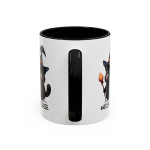 Cute Witch Cat Coffee Mug - Perfect for Halloween, Cat Lover Gift, Witch Please Design, Black Cat Mug, Cozy Drinkware