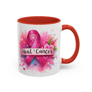 Pink Ribbon Healing Coffee Mug | Support Cancer Awareness | Inspirational Gift | Breast Cancer Support | 11oz & 15oz Options