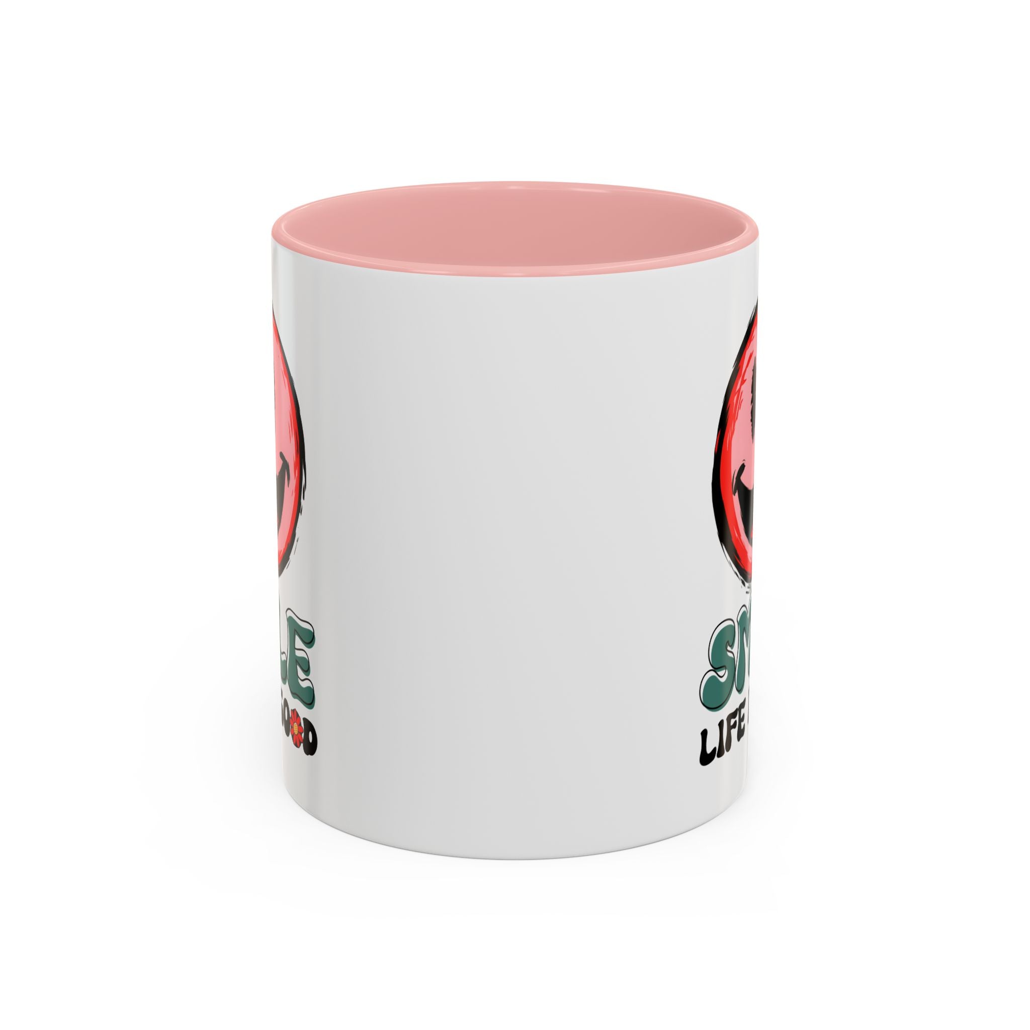 Smiley Face Accent Coffee Mug - "Smile, Life is Good" - 11oz & 15oz