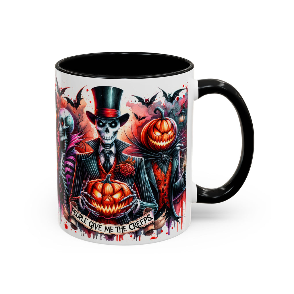 Halloween-themed Accent Coffee Mug, Spooky Skull Mug, Pumpkin Art Cup, Unique Gift for Halloween Lovers, October Decor