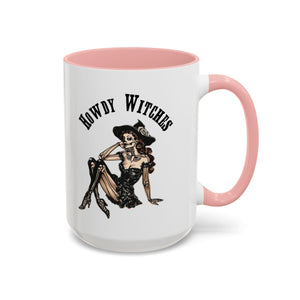 Howdy Witches Coffee Mug - Spooky Halloween Mug, Gift for Witches, Witchy Decor, Gothic Coffee Cup, Skeleton Design