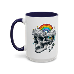 Skull Rainbow Coffee Mug, Unique Gift for Coffee Lovers, Halloween Decor, Daily Motivation Mug, Fun Skull Design