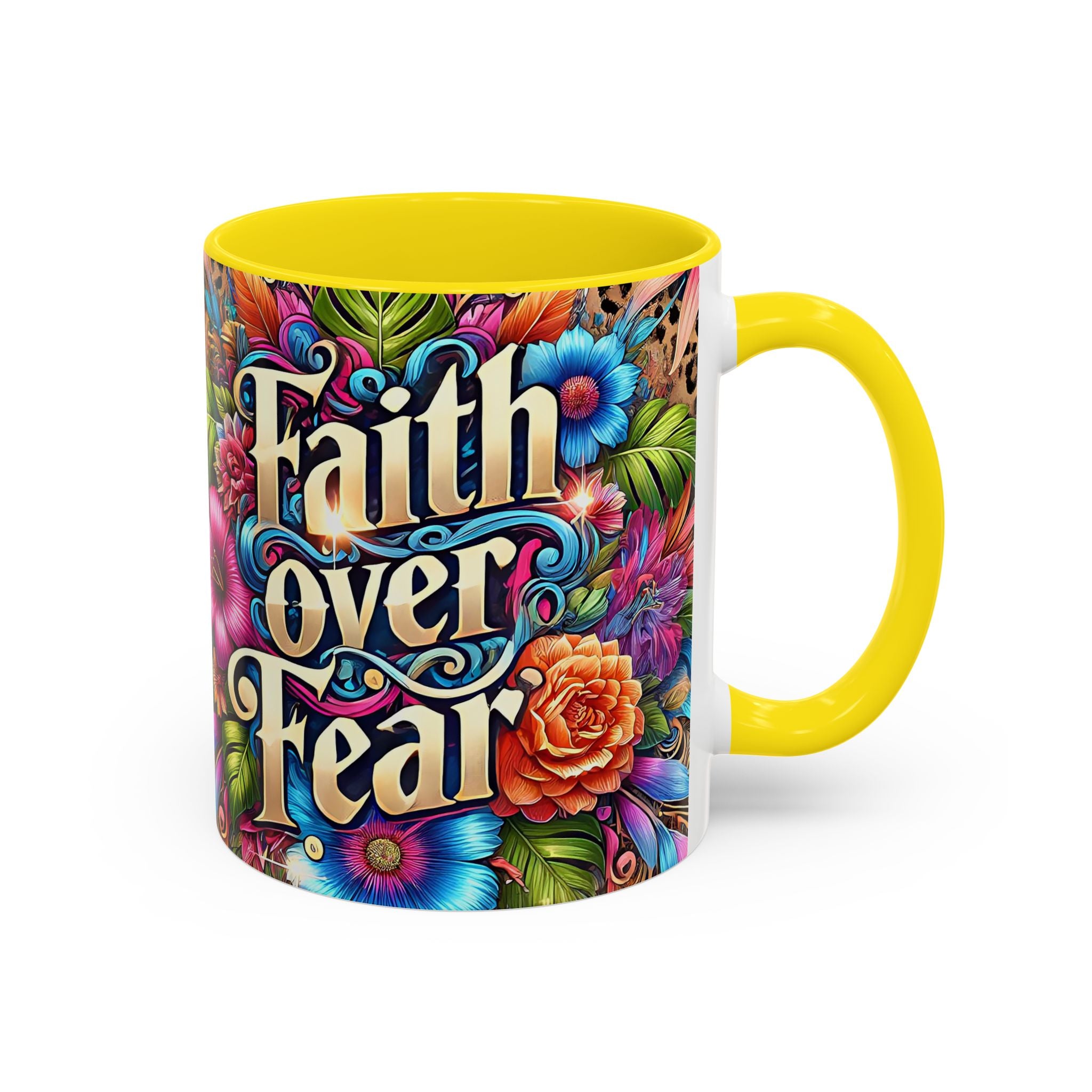 Faith Over Fear Floral Coffee Mug positive mental health