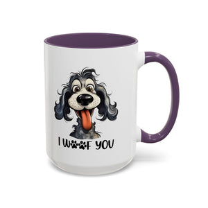 Dog Lover's Accent Coffee Mug - I Woof You, Pet Gift, Animal Lover Cup, Dog Mom Mug, Cute Dog Design, Fun Coffee Cup