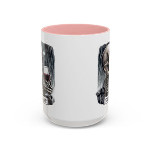Stylish Skull Coffee Mug, Gothic Drinkware, Staying Alive Gift for Halloween, Funny Office Mug, Alternative Drinkware
