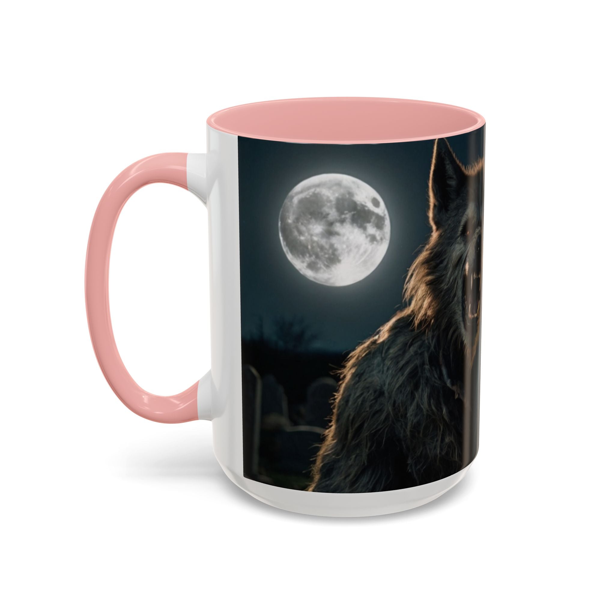 halloween werewolf full moon growl Howling Wolf Accent Coffee Mug - 11 & 15oz