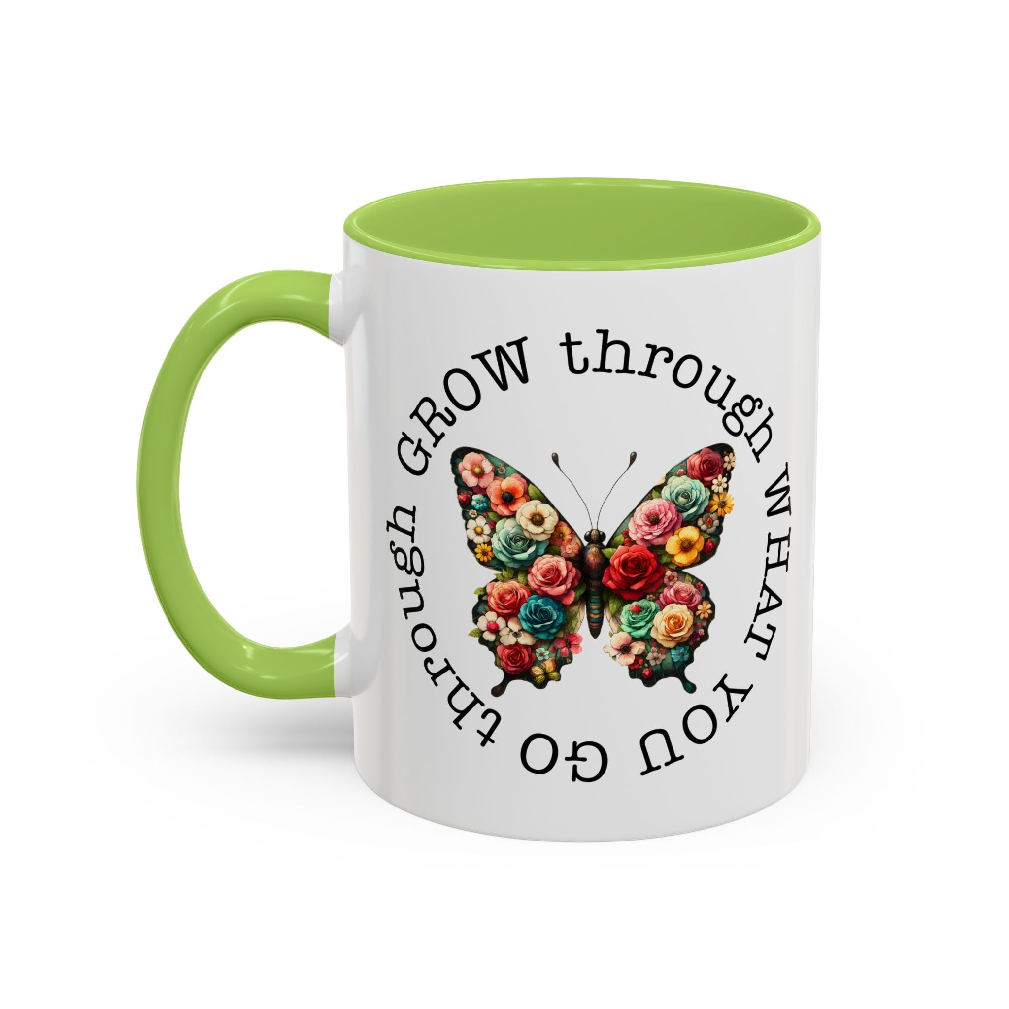Inspirational Butterfly Coffee Mug  Grow Through What You Go Through positive vibe