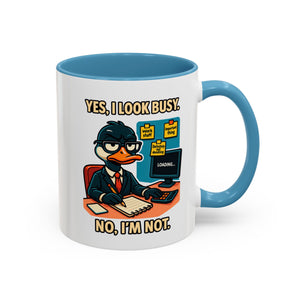 Busy Duck Coffee Mug, Humorous Office Mug, Cute Animal Mug Gift, Quirky Work Mug, Funny Gift for Coworkers