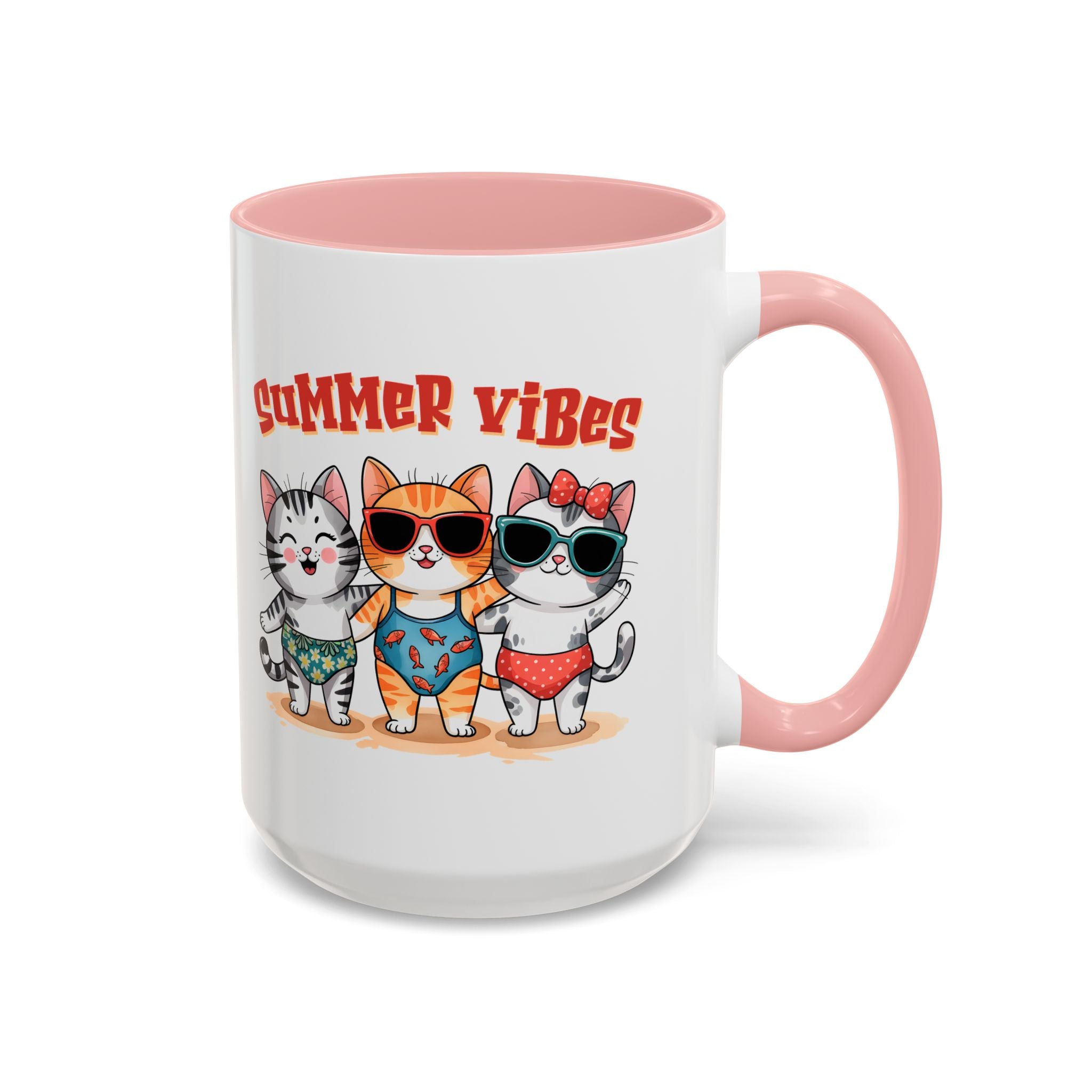 Summer Vibes Cat Coffee Mug - Fun Accent Mug for Cat Lovers