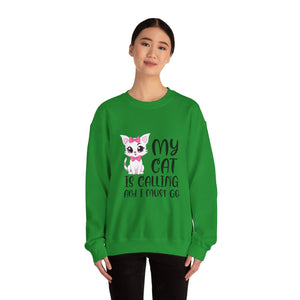 Cute Cat Lover Sweatshirt, My Cat Is Calling Crewneck, Animal Print Pullover, Pet Owner Gift, Cozy Sweatshirt for Cat Moms
