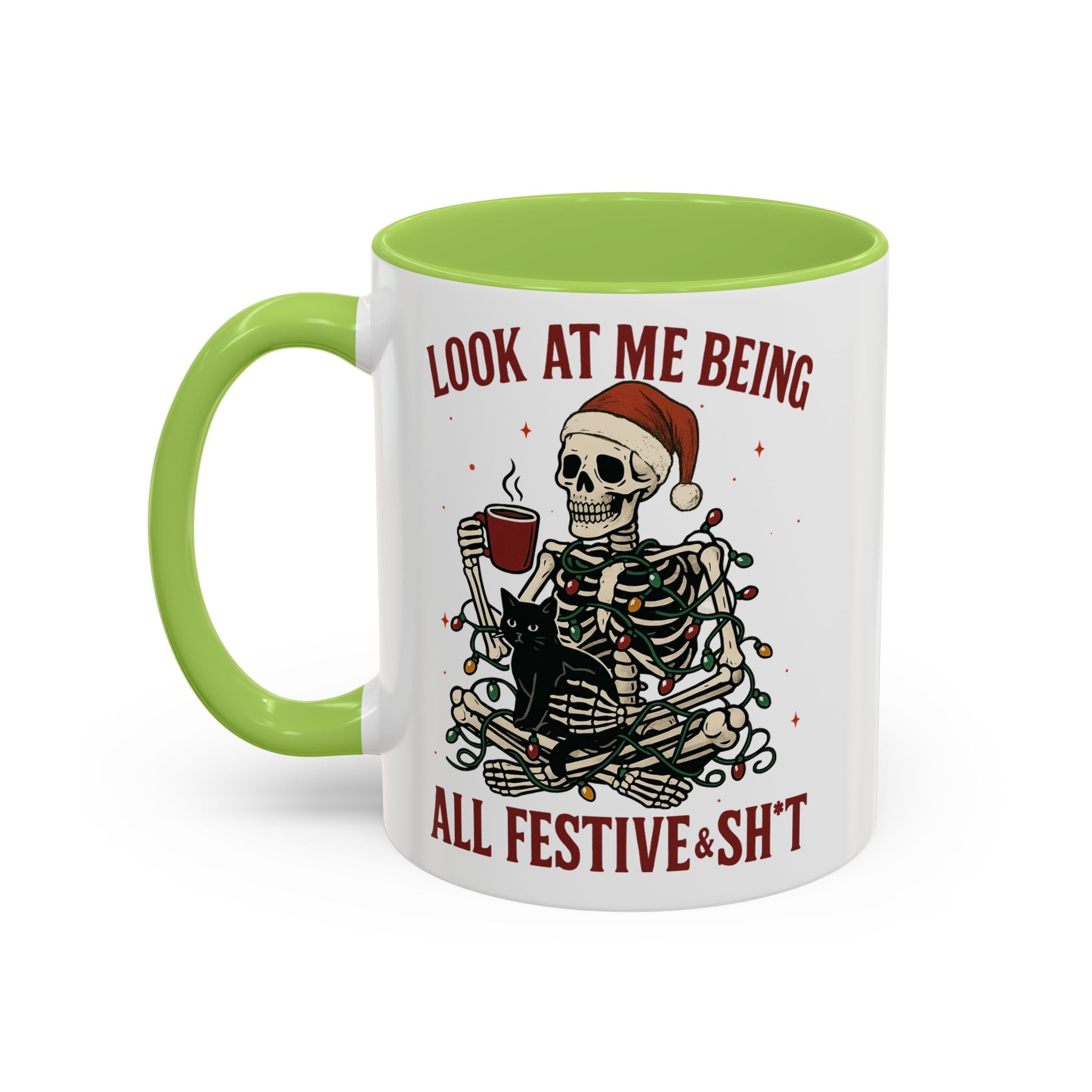 Festive Skeleton Christmas cheer winter Coffee Mug funny adult humor cup