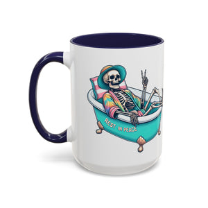 Rest in Peace Skeleton Coffee Mug - Fun Halloween Gift, Unique Home Decor, Hilarious Office Cup, Quirky Birthday Present, Spooky