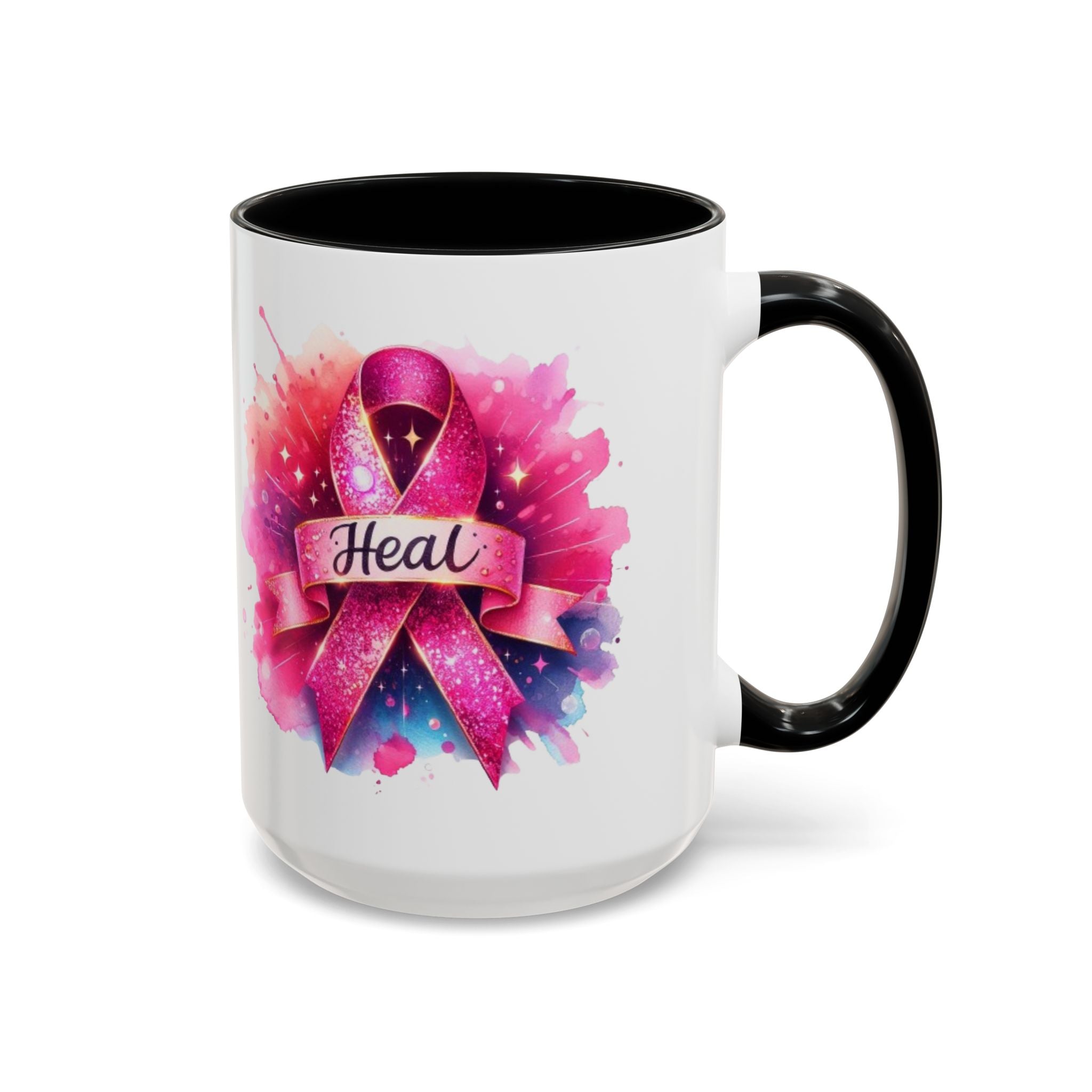 cancer awareness Inspirational Coffee Mug, Healing Ribbon Mug, Gift for Cancer Survivors, Motivational Drinkware, Support