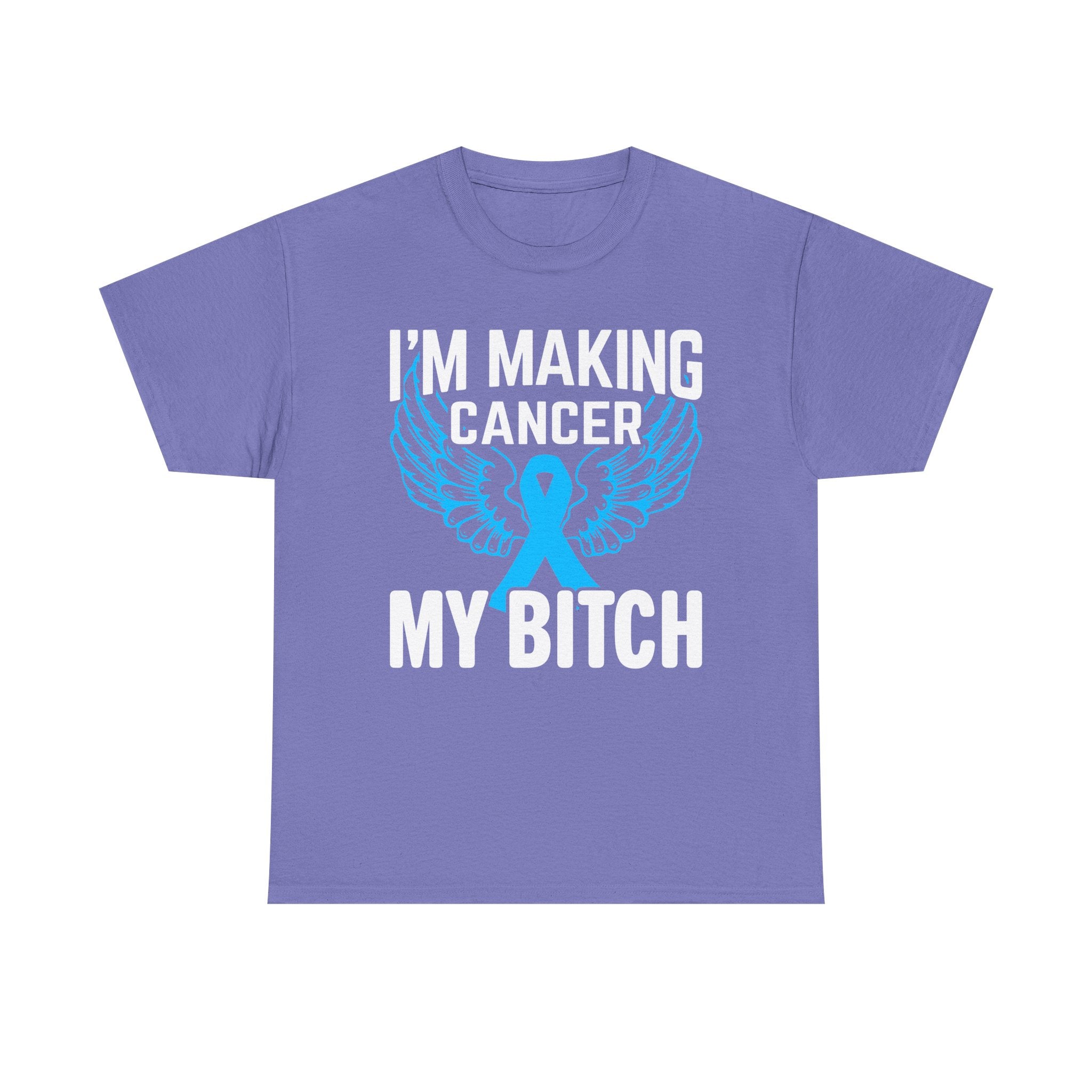 Angel Wings cancer Awareness Tee, Unisex Cotton Shirt for Support, Gift for Advocates, Fundraising Event Wear, Blue Ribbon Merchandise