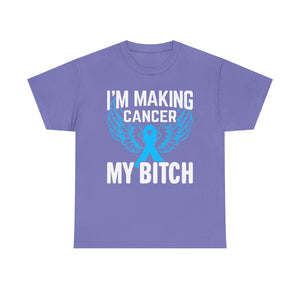 Angel Wings cancer Awareness Tee, Unisex Cotton Shirt for Support, Gift for Advocates, Fundraising Event Wear, Blue Ribbon Merchandise