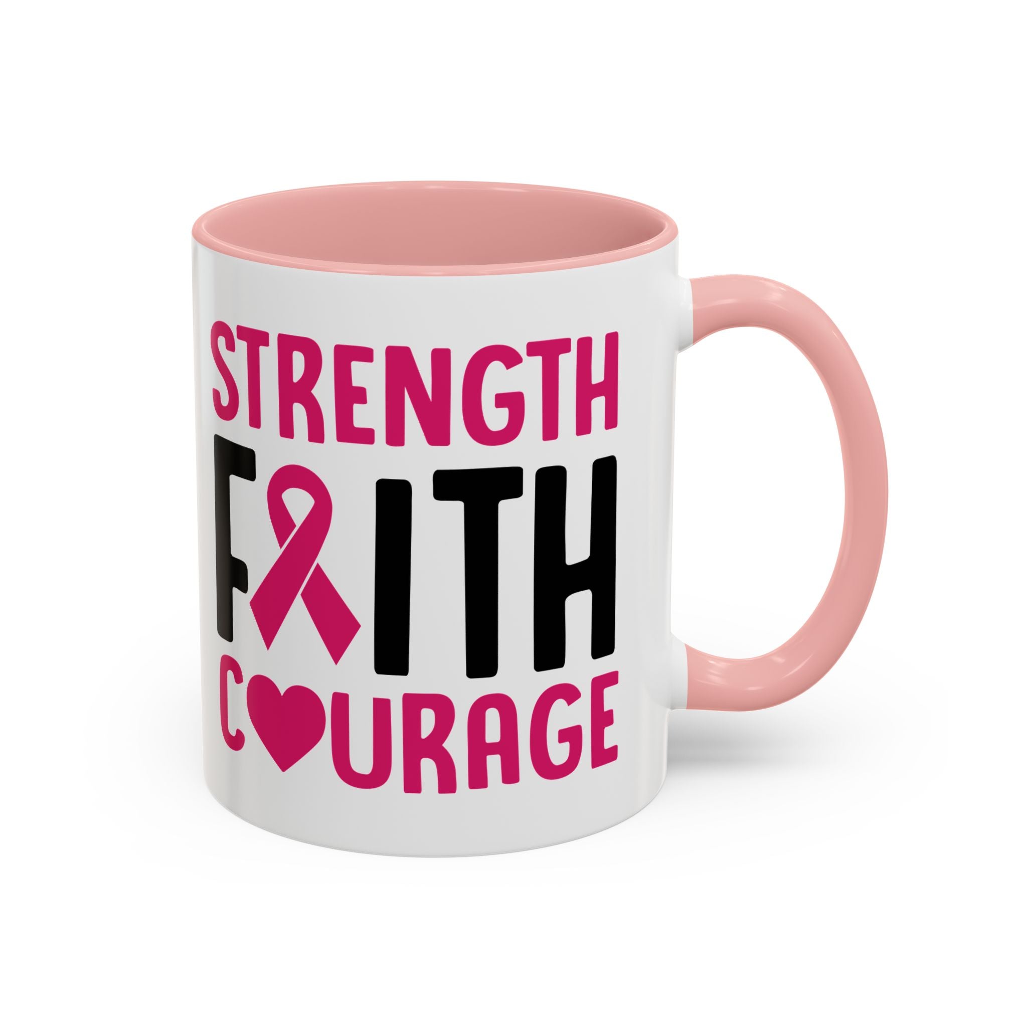 Inspirational Coffee Mug: Strength, Faith, Courage - Gift for Survivors, Awareness Events, Supportive Home Decor, Encouragement