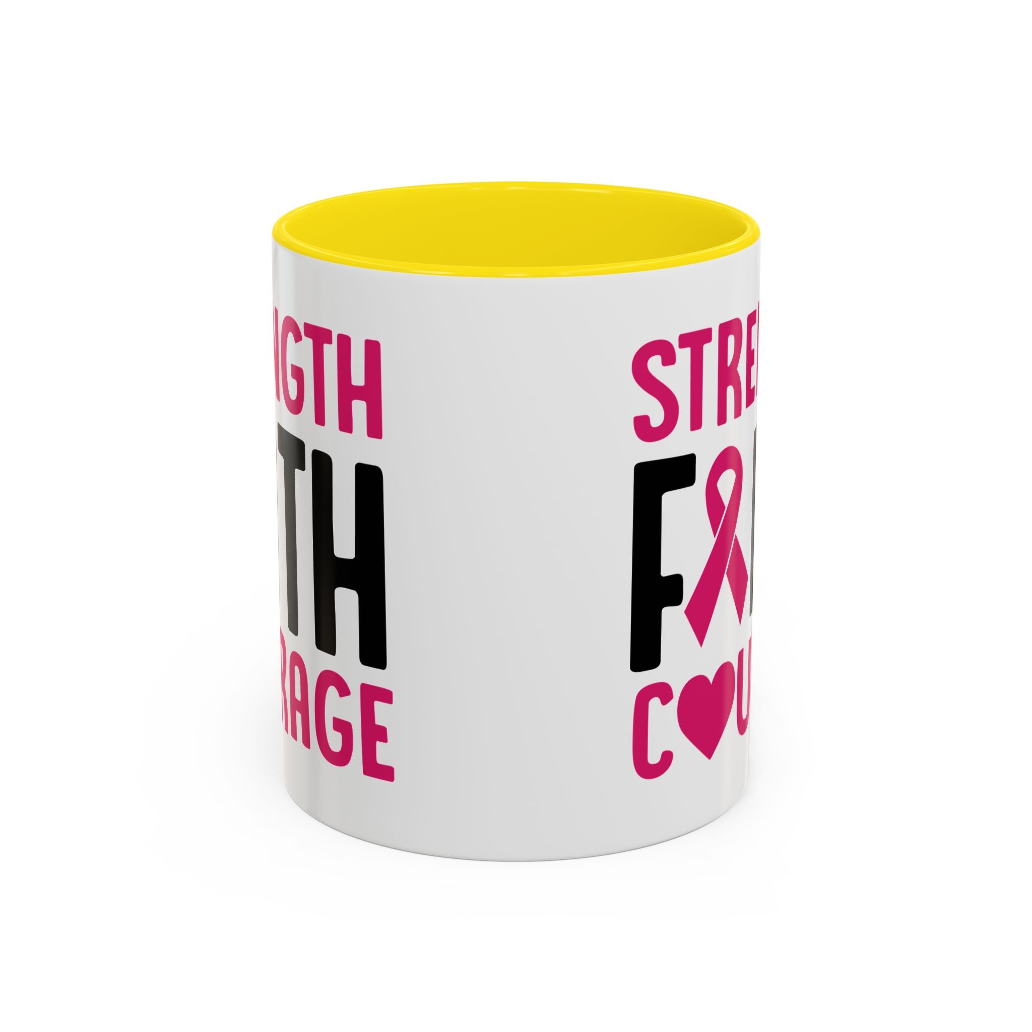 Inspirational Coffee Mug: Strength, Faith, Courage - Gift for Survivors, Awareness Events, Supportive Home Decor, Encouragement
