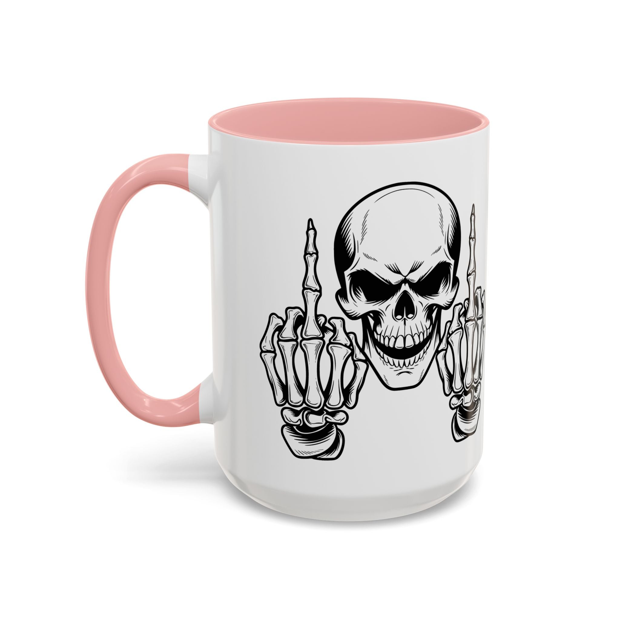 Skull Middle Finger Coffee Mug — Edgy Gothic Accent Mug (11/15oz)