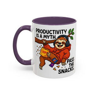 Funny Sloth Coffee Mug, Humor Mug Gift, Productivity Myth Mug, Cute Sloth Cup, Quirky Office Mug