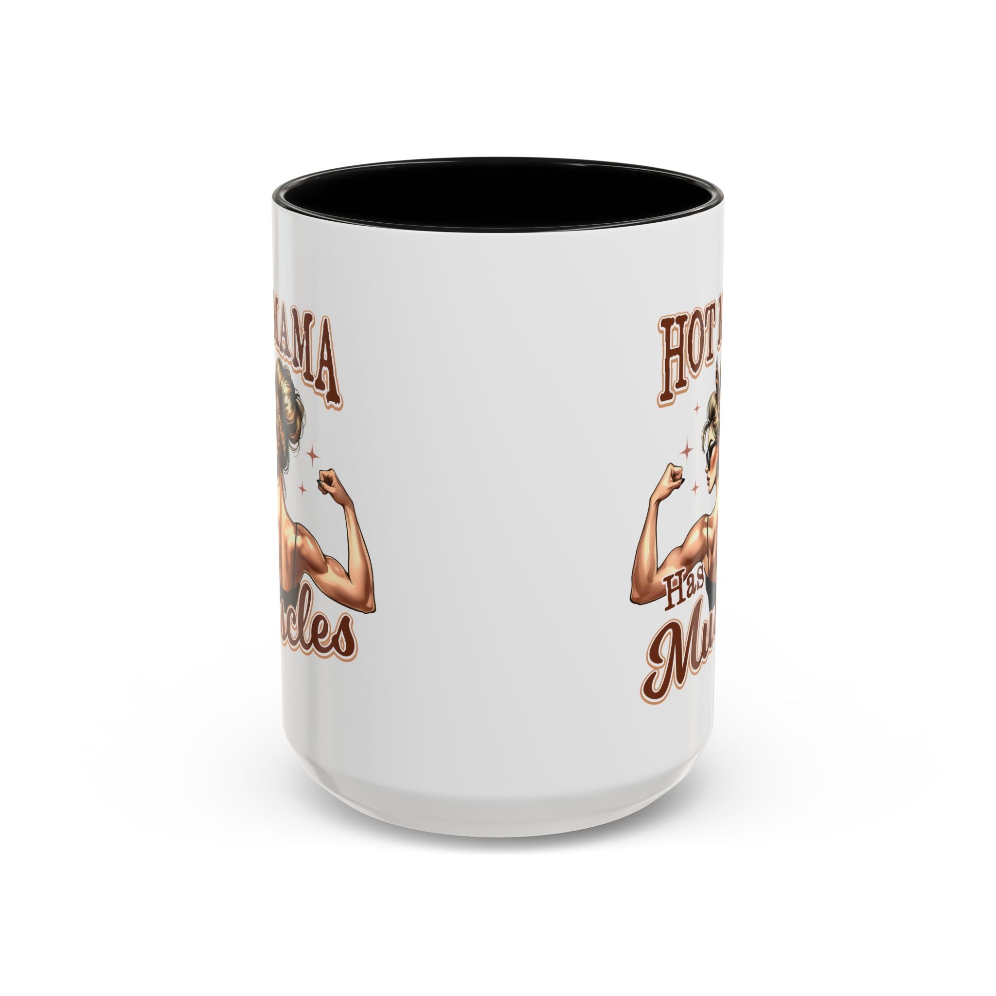 Hot Mama Has Muscles Coffee Mug - Fun & Motivational 11/15oz Accent Mug for Fitness Lovers